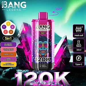 Bang Legend 120K 5 in 1 120000 Puffs Vape Blueberry Raspberry and Peach Mango Watermelon and Cherry Coke and Grape Blackberry Ice and Mango Peach Apricot Bang Legend 120K 5 in 1 120000 Puffs Vape Blueberry Raspberry and Peach Mango Watermelon and Cherry Coke and Grape Blackberry Ice and Mango Peach Apricot