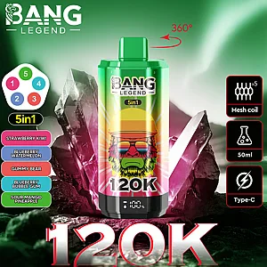 Bang Legend 120K 5 in 1 120000 Puffs Vape Strawberry Kiwi and Blueberry Watermelon and Bear Fudge and Blueberry Bubble Gum and Sour Mango Pineapple Bang Legend 120K 5 in 1 120000 Puffs Vape Strawberry Kiwi and Blueberry Watermelon and Bear Fudge and Blueberry Bubble Gum and Sour Mango Pineapple