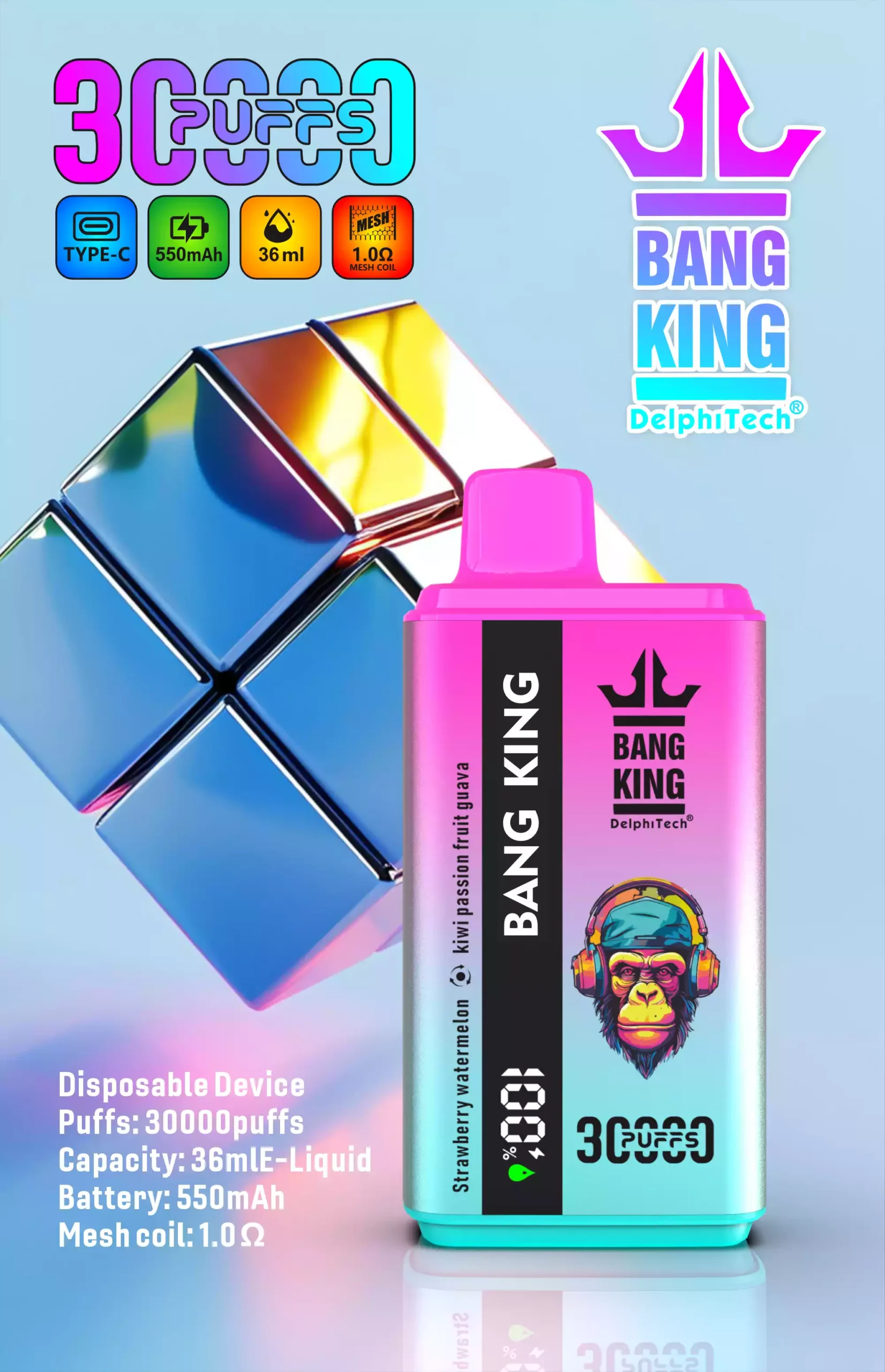 Bang King 30K Vape Dual Flavor 30000 Puffs Vape Smart Screen EU Warehouse Shipping Strawberry Watermelon & Kiwi Passion Fruit Guava Bang King 30K Vape Dual Flavor 30000 Puffs Vape Smart Screen EU Warehouse Shipping Strawberry Watermelon & Kiwi Passion Fruit Guava