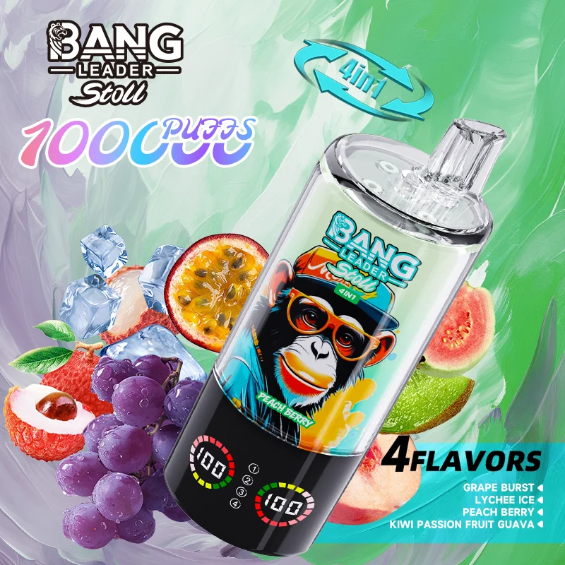 Bang Leader 100K Vape 4-in-1 Flavor Grape Burst & Lychee Ice & Peach Berry & Kiwi Passion Fruit Guava Bang Leader 100K Vape 4-in-1 Flavor Grape Burst & Lychee Ice & Peach Berry & Kiwi Passion Fruit Guava