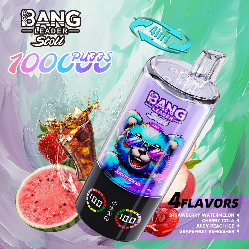 Bang Leader 100K Vape 4-in-1 Flavor Strawberry Watermelon & Cherry Cola & Juicy Peach Ice & Grapefruit Refresher Bang Leader 100K Vape 4-in-1 Flavor Strawberry Watermelon & Cherry Cola & Juicy Peach Ice & Grapefruit Refresher