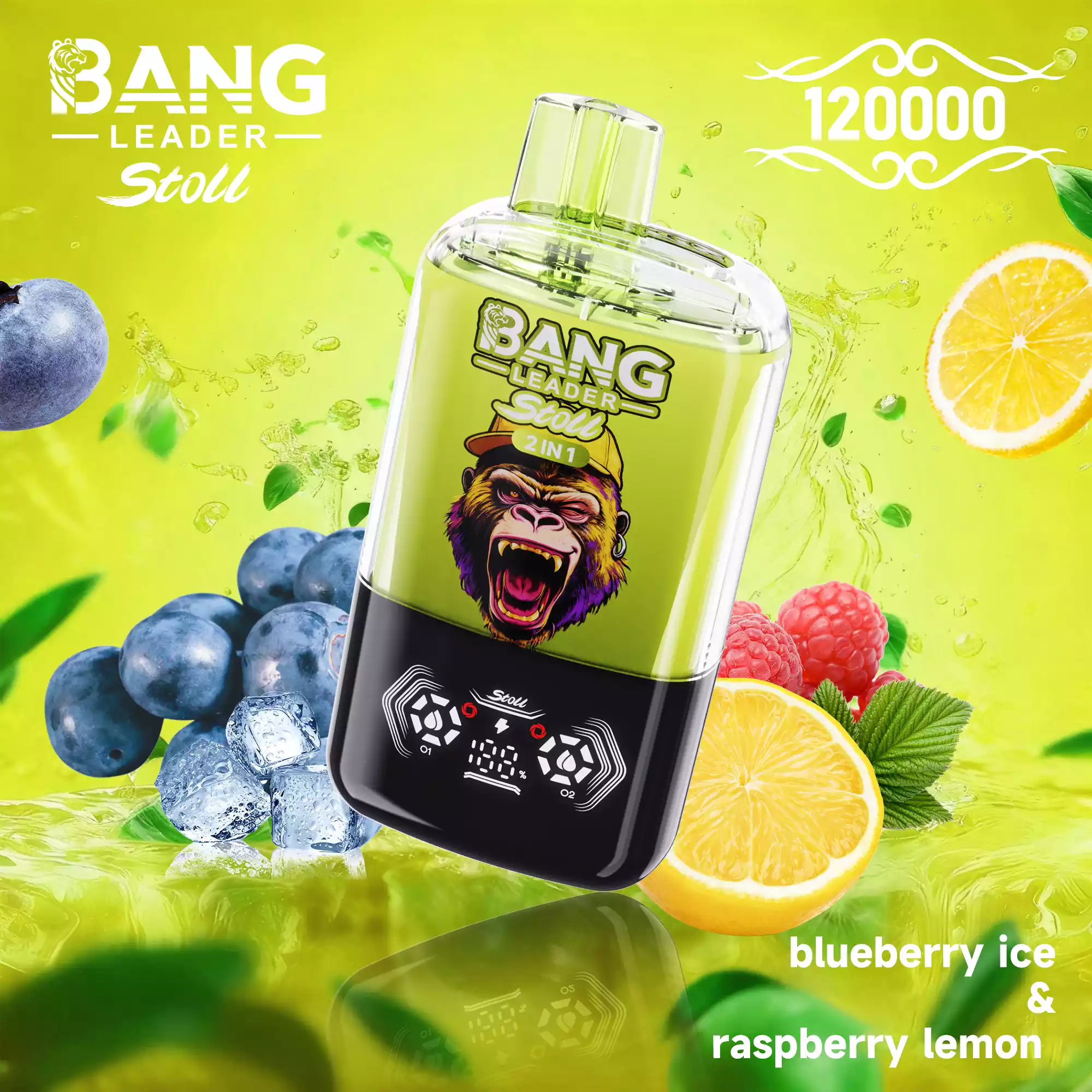 Bang Leader 120K Puffs Disposable Vape 2-in-1 Flavors Blueberry Ice & Raspberry Lemon Bang Leader 120K Puffs Disposable Vape 2-in-1 Flavors Blueberry Ice & Raspberry Lemon
