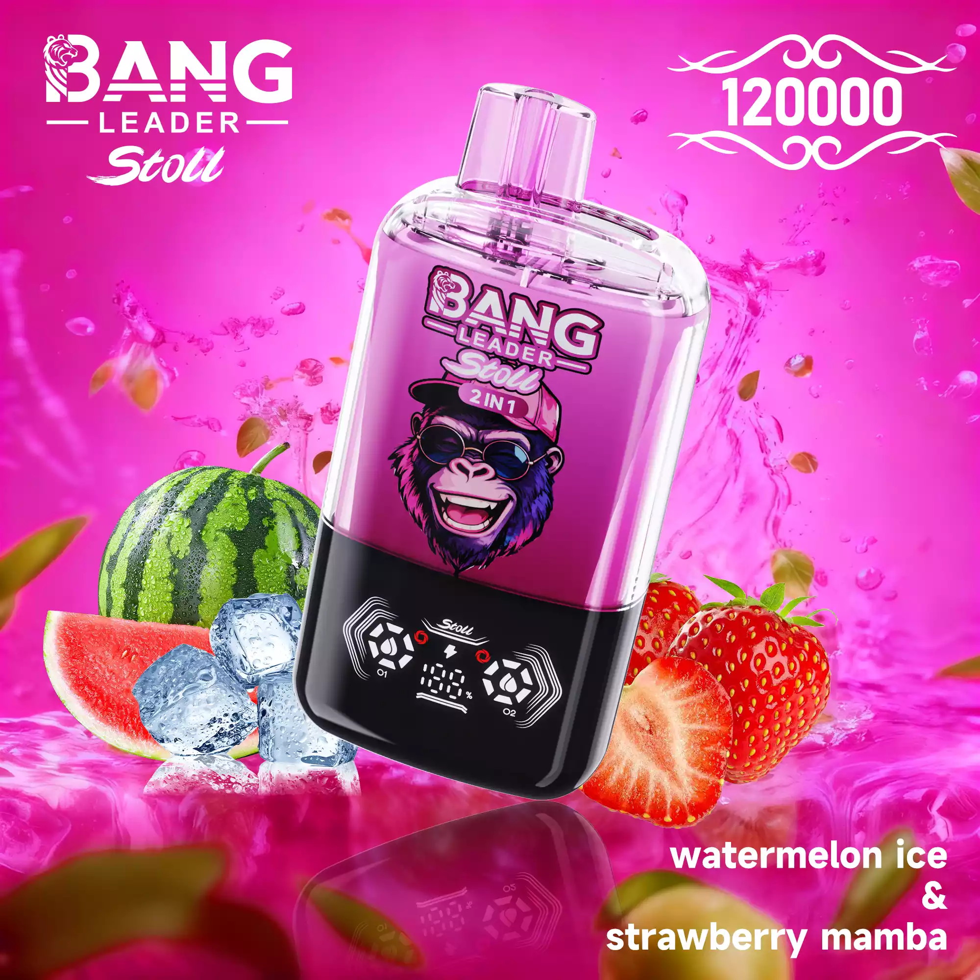 Bang Leader 120K Puffs Disposable Vape 2-in-1 Flavors Watermelon Ice & Strawberry Mamba Bang Leader 120K Puffs Disposable Vape 2-in-1 Flavors Watermelon Ice & Strawberry Mamba