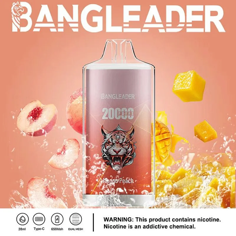 Bang Leader 20K Puffs Disposable Vape Dual Mesh Tiger Design Shipping from EU Warehouse Mango Peach Bang Leader 20K Puffs Disposable Vape Dual Mesh Tiger Design Shipping from EU Warehouse Mango Peach