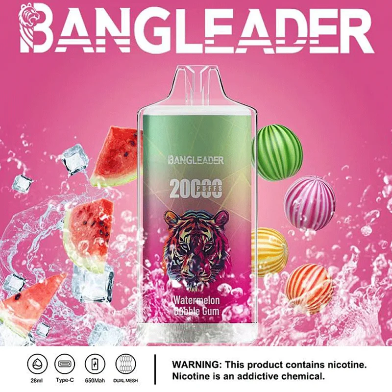 Bang Leader 20K Puffs Disposable Vape Dual Mesh Tiger Design Shipping from EU Warehouse Watermelon Bubble Gum Bang Leader 20K Puffs Disposable Vape Dual Mesh Tiger Design Shipping from EU Warehouse Watermelon Bubble Gum
