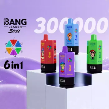 Bang Leader 300000 Puffs Disposable Vape 6-in-1 Flavors Hexagonal Design Smart Screen