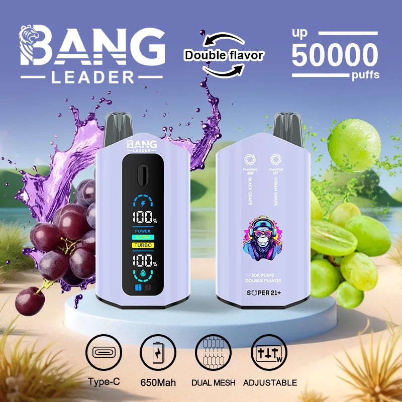 Bang Leader 50K Vape Dual Flavor 50000 Puffs Disposable Vaep Turbo Mode Smart Screen EU Warehouse Black Grape & Green Grape Bang Leader 50K Vape Dual Flavor 50000 Puffs Disposable Vaep Turbo Mode Smart Screen EU Warehouse Black Grape & Green Grape