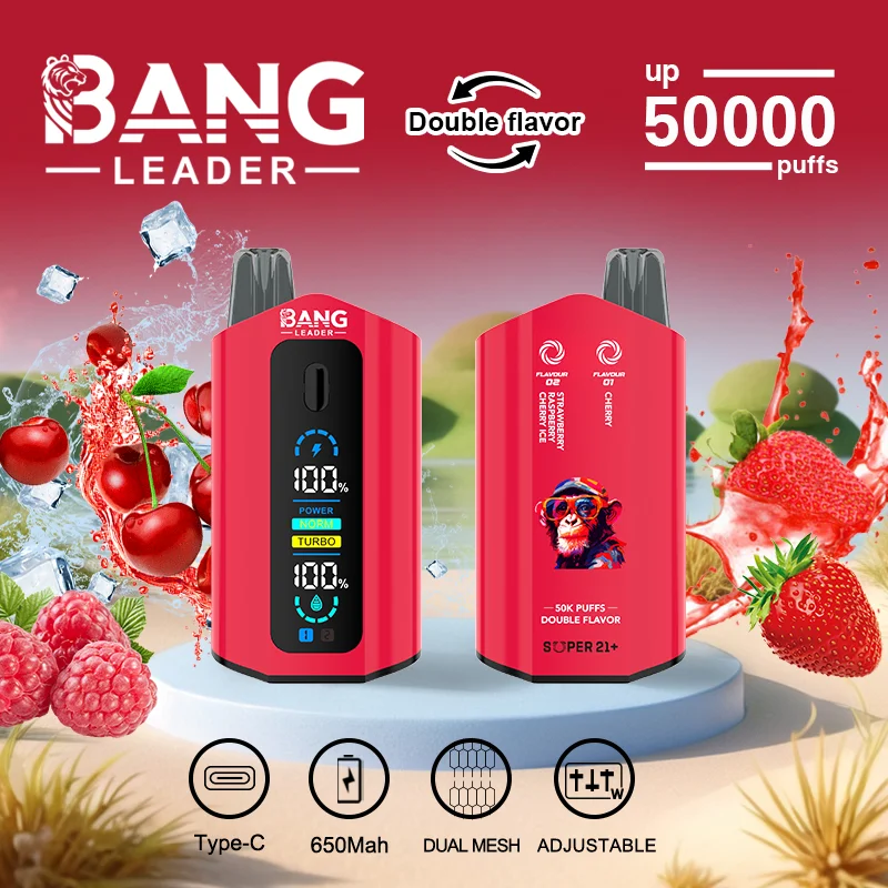 Bang Leader 50K Vape Dual Flavor 50000 Puffs Disposable Vaep Turbo Mode Smart Screen EU Warehouse Strawberry Raspberry Cherry Ice & Cherry Bang Leader 50K Vape Dual Flavor 50000 Puffs Disposable Vaep Turbo Mode Smart Screen EU Warehouse Strawberry Raspberry Cherry Ice & Cherry