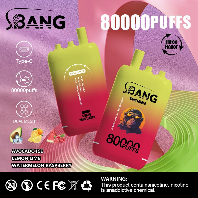 Bang Leader 80K Vape 3-in-1 Flavor 80000 Puffs Disposable Vape EU Warehouse Shipping Avocado Ice & Lemon Lime & Watermelon Raspberry Bang Leader 80K Vape 3-in-1 Flavor 80000 Puffs Disposable Vape EU Warehouse Shipping Avocado Ice & Lemon Lime & Watermelon Raspberry